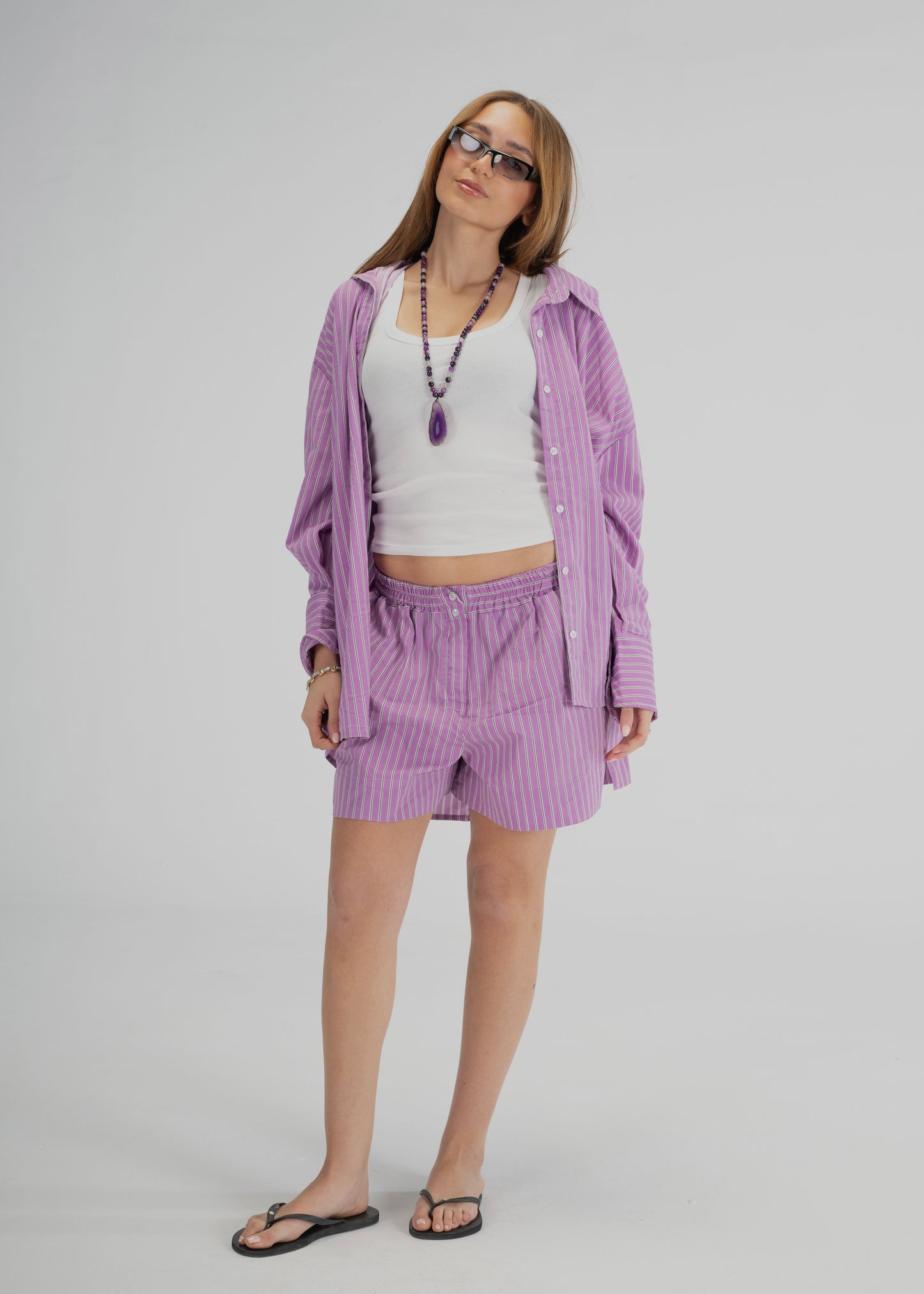 Lavender Stripe Short Set