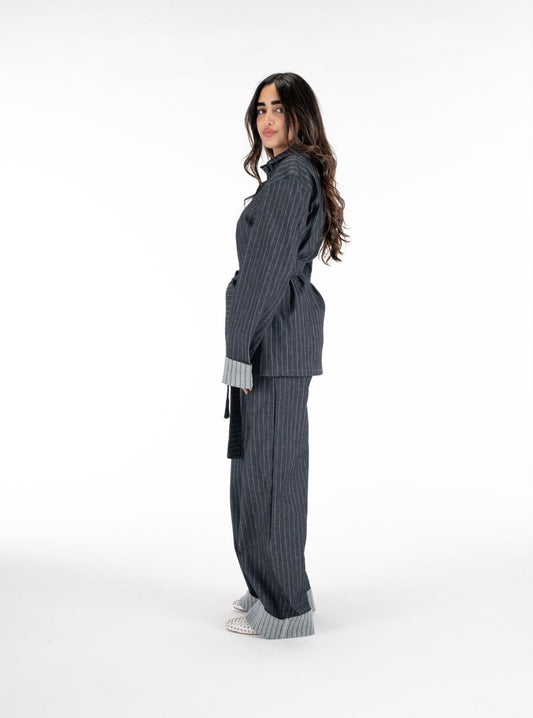 Denim Pinstripe Set