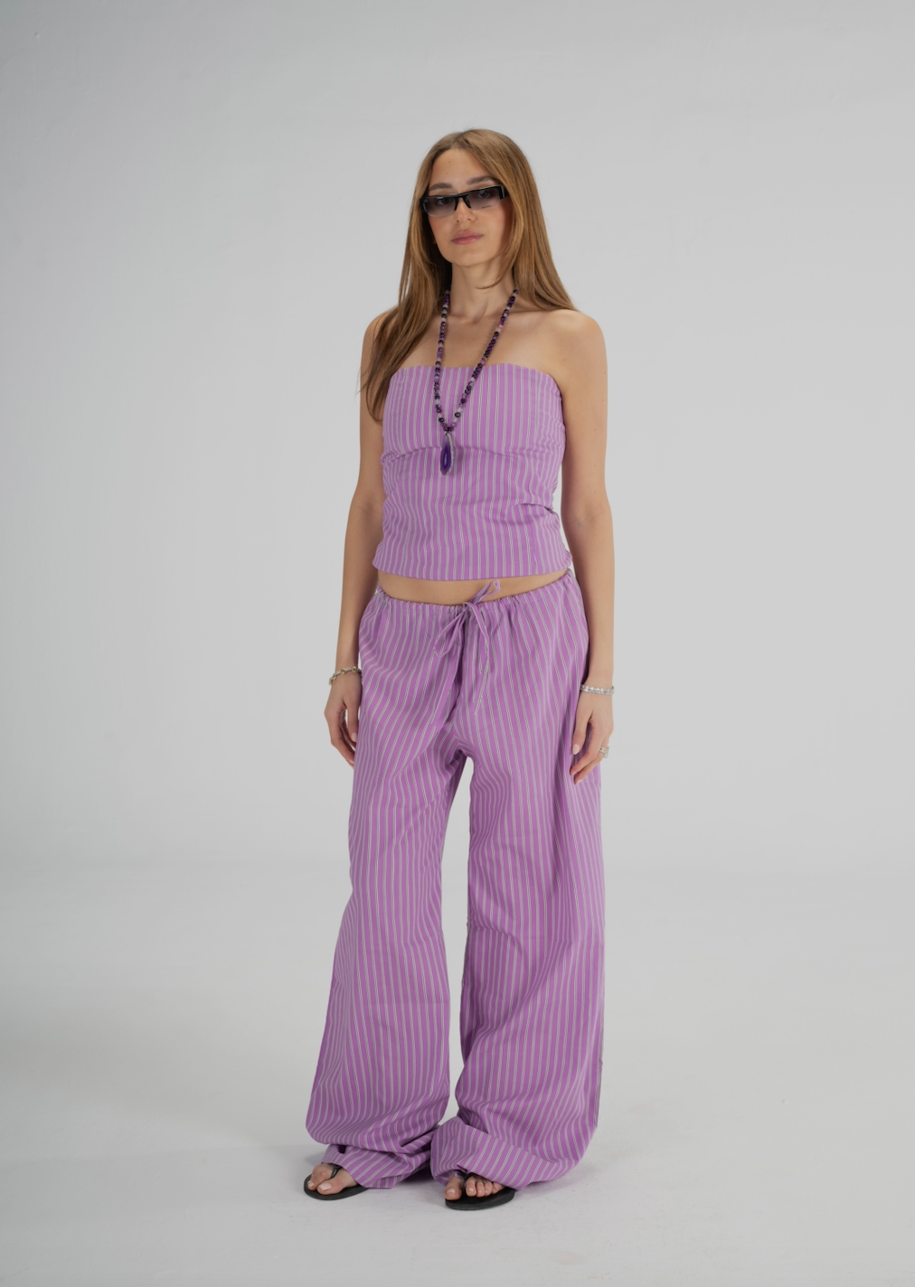 Lavender Striped Corset Set