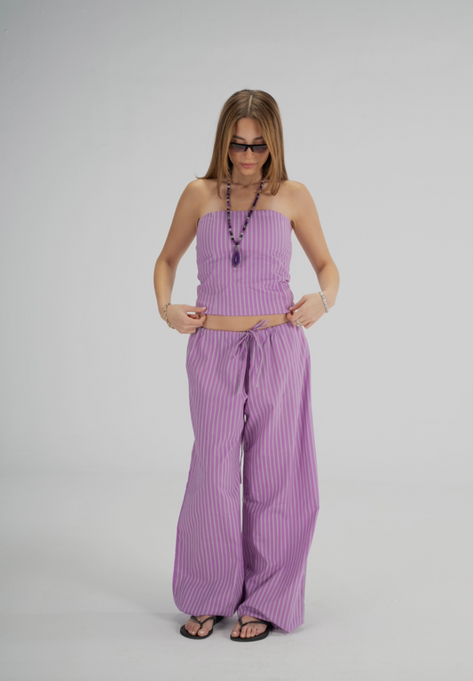 Lavender Striped Corset Set