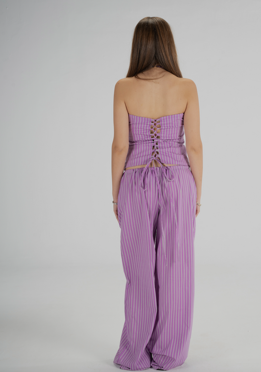 Lavender Striped Corset Set